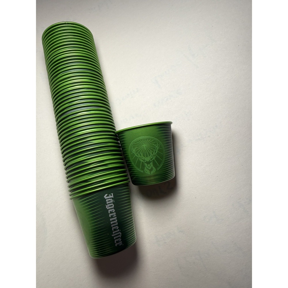 Jagermeister Shot Cups 50pk Green Aluminum Color Changing JM240012 NWT